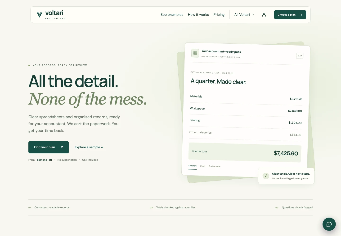 Voltari Accounting actual website homepage snapshot