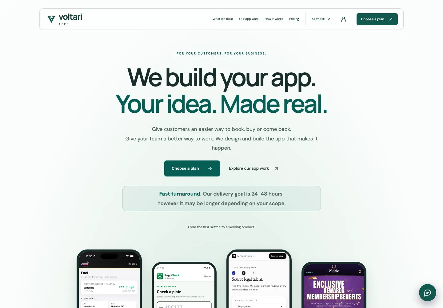 Voltari Apps actual website homepage snapshot